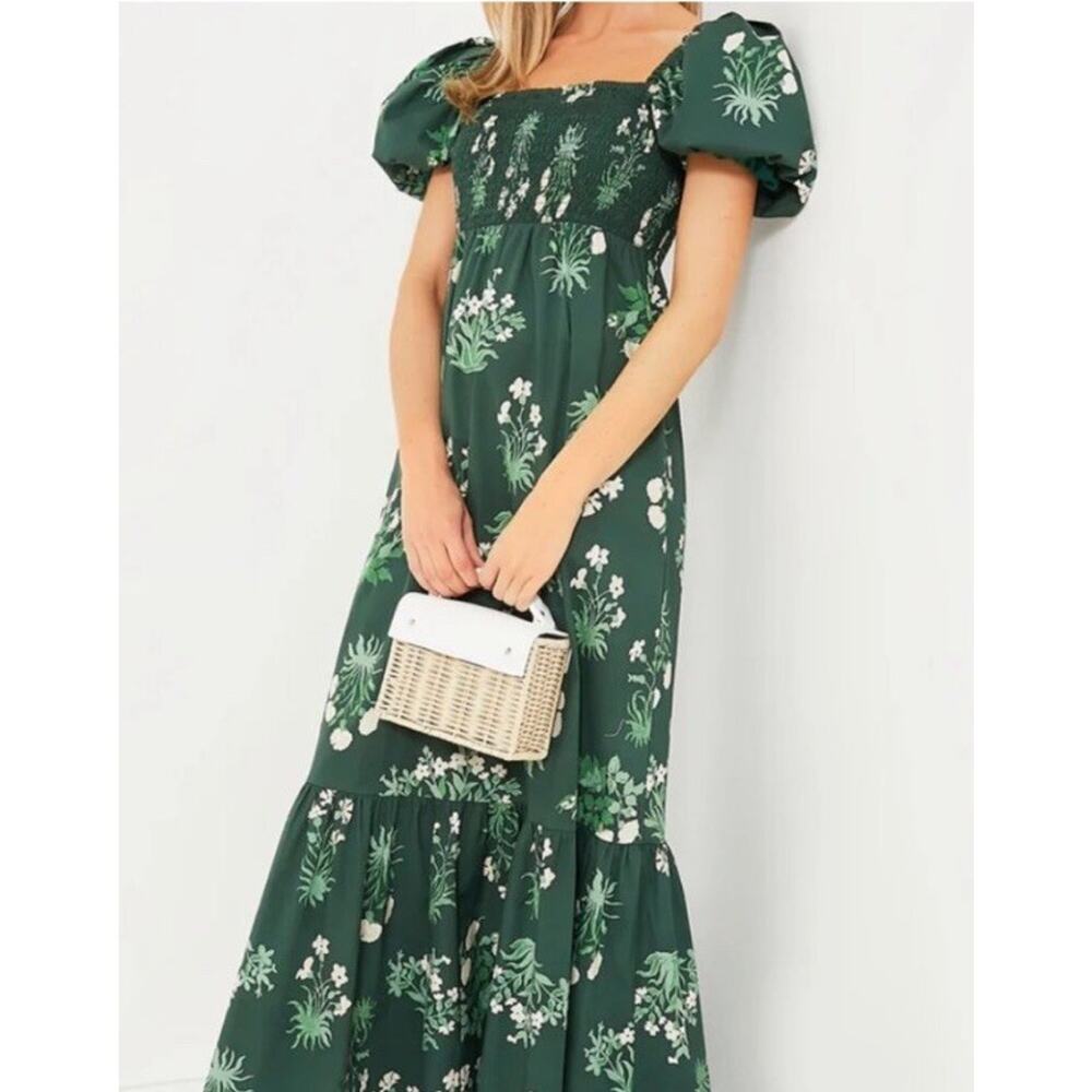 Tuckernuck Viridian Stamped Bouquets Gabrielle Dress L – Floral Maxi Boho - Picture 8 of 11